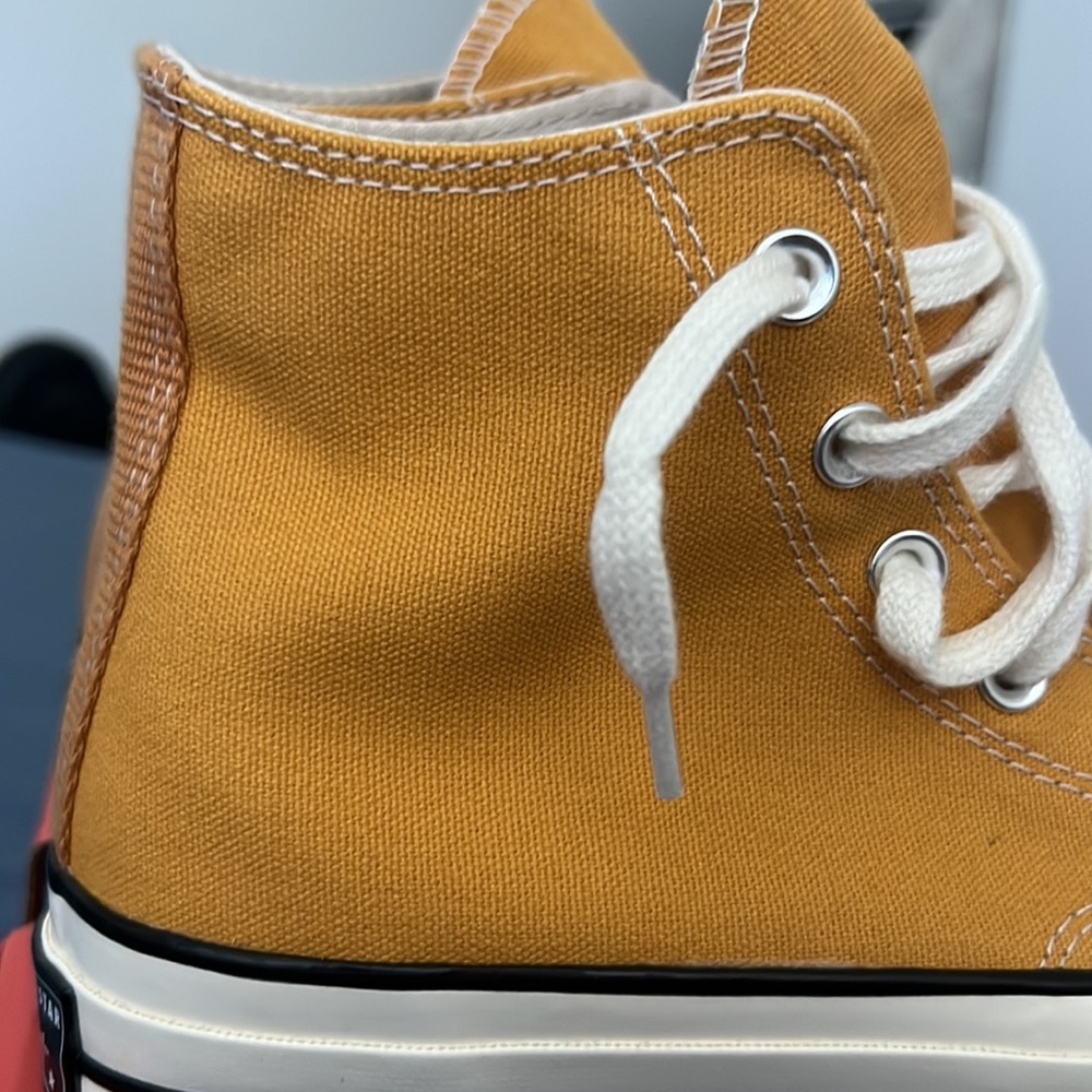 Converse High Top Sneakers in Mustard Yellow and White - Picture 3 of 3